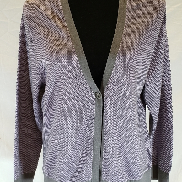 Pendleton Women's Purple And Gray Long Sleeve Cardigan Sweater Sz L - Picture 2 of 8
